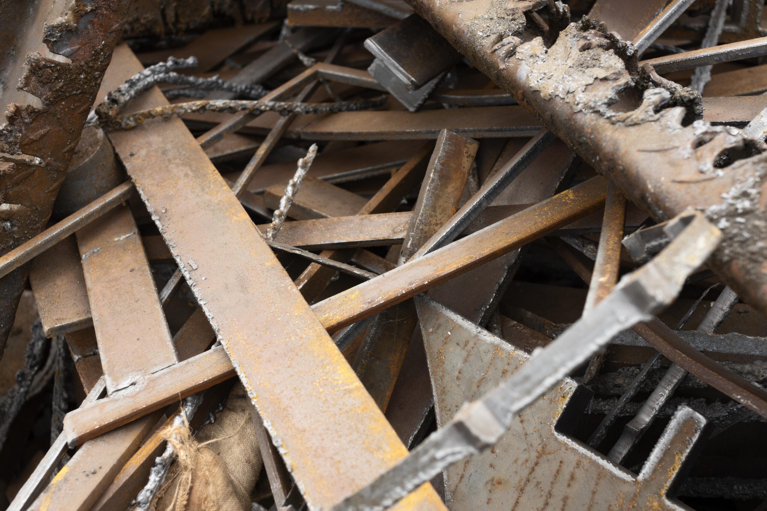  Metal demolition debris ready for junk removal.